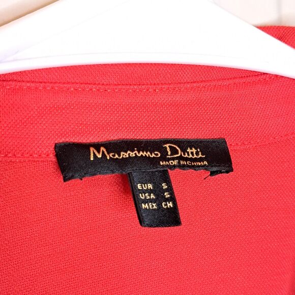Massimo Dutti Women Collared Sleeveless Top Red Button Up Size S Front Knot - Picture 4 of 10